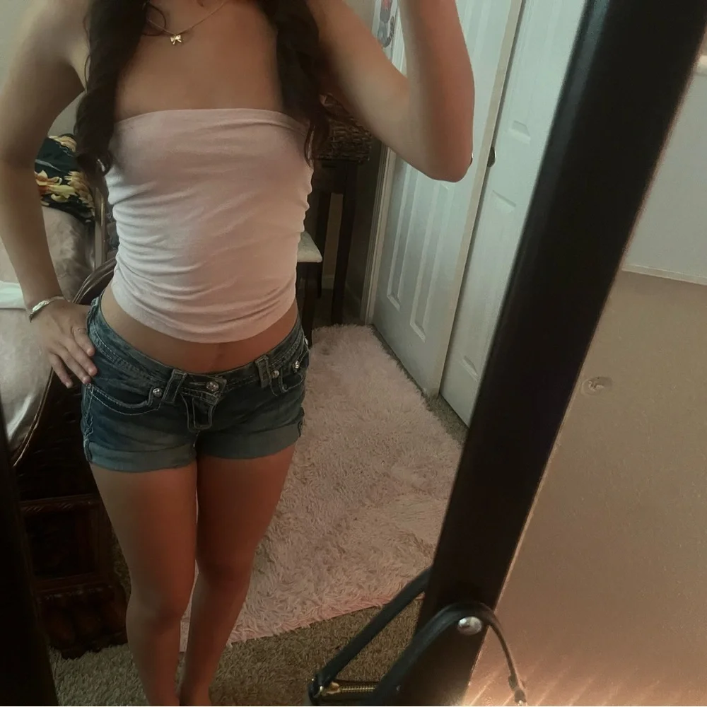 Miss Me Blue Jean Shorts with Silver Accents - Picture 2 of 2